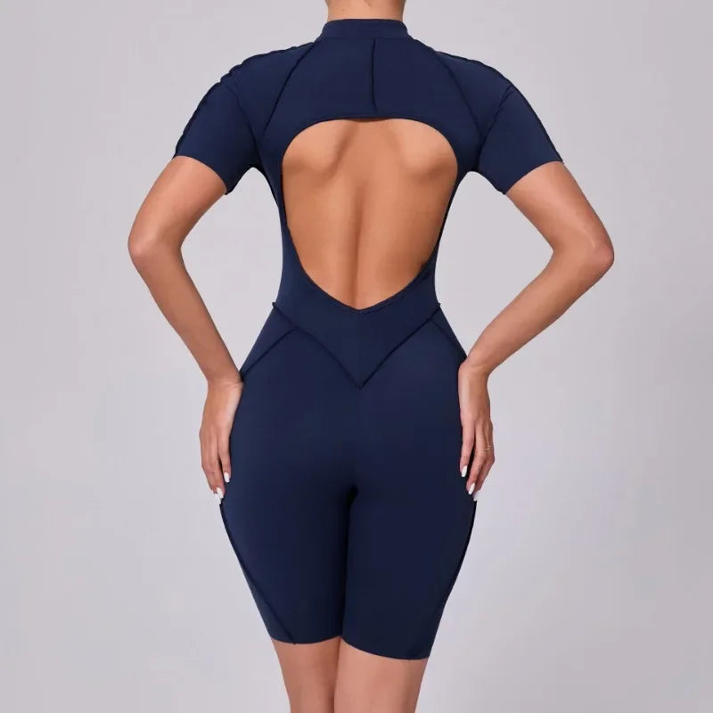 ZIPPER SHORT JUMPSUIT