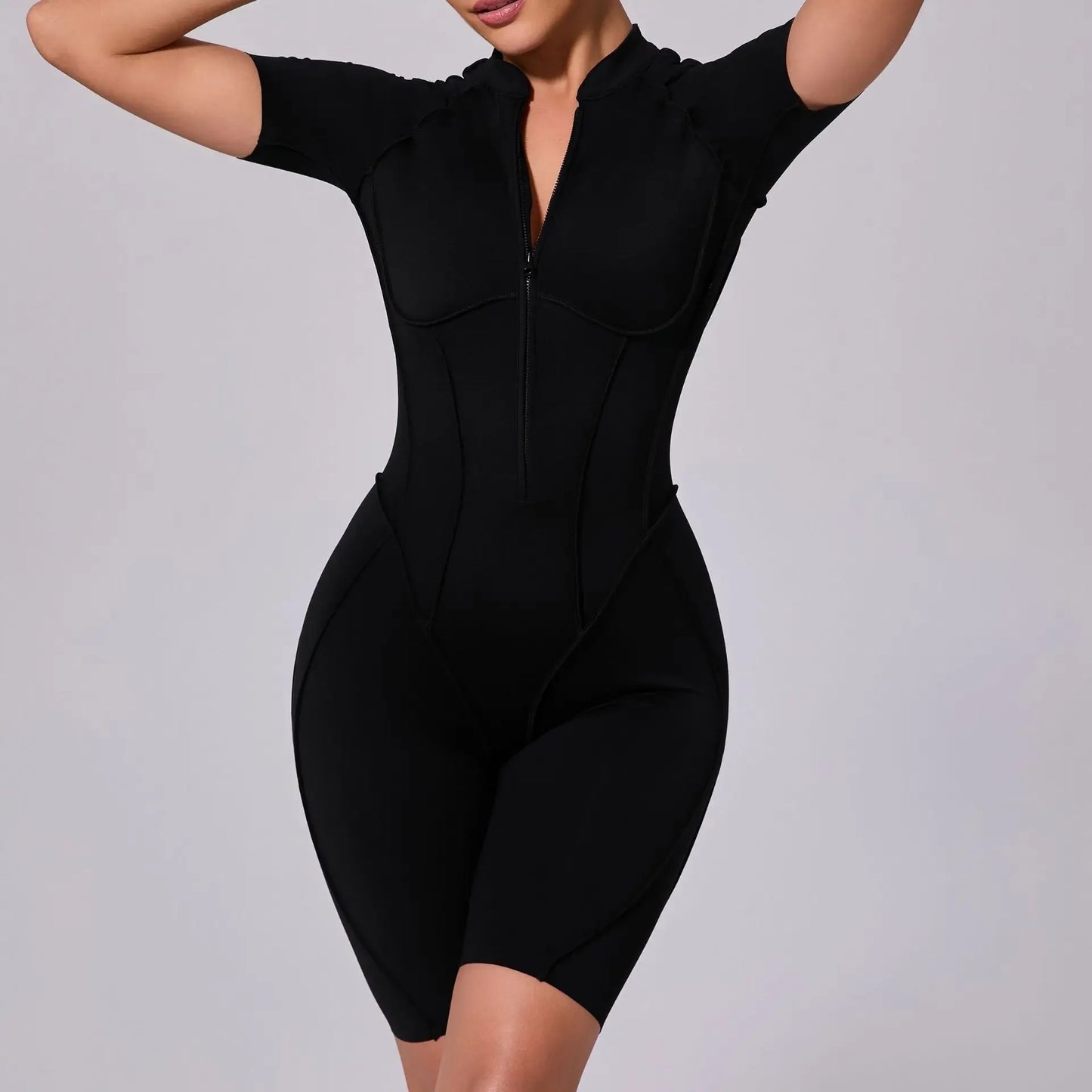 ZIPPER SHORT JUMPSUIT
