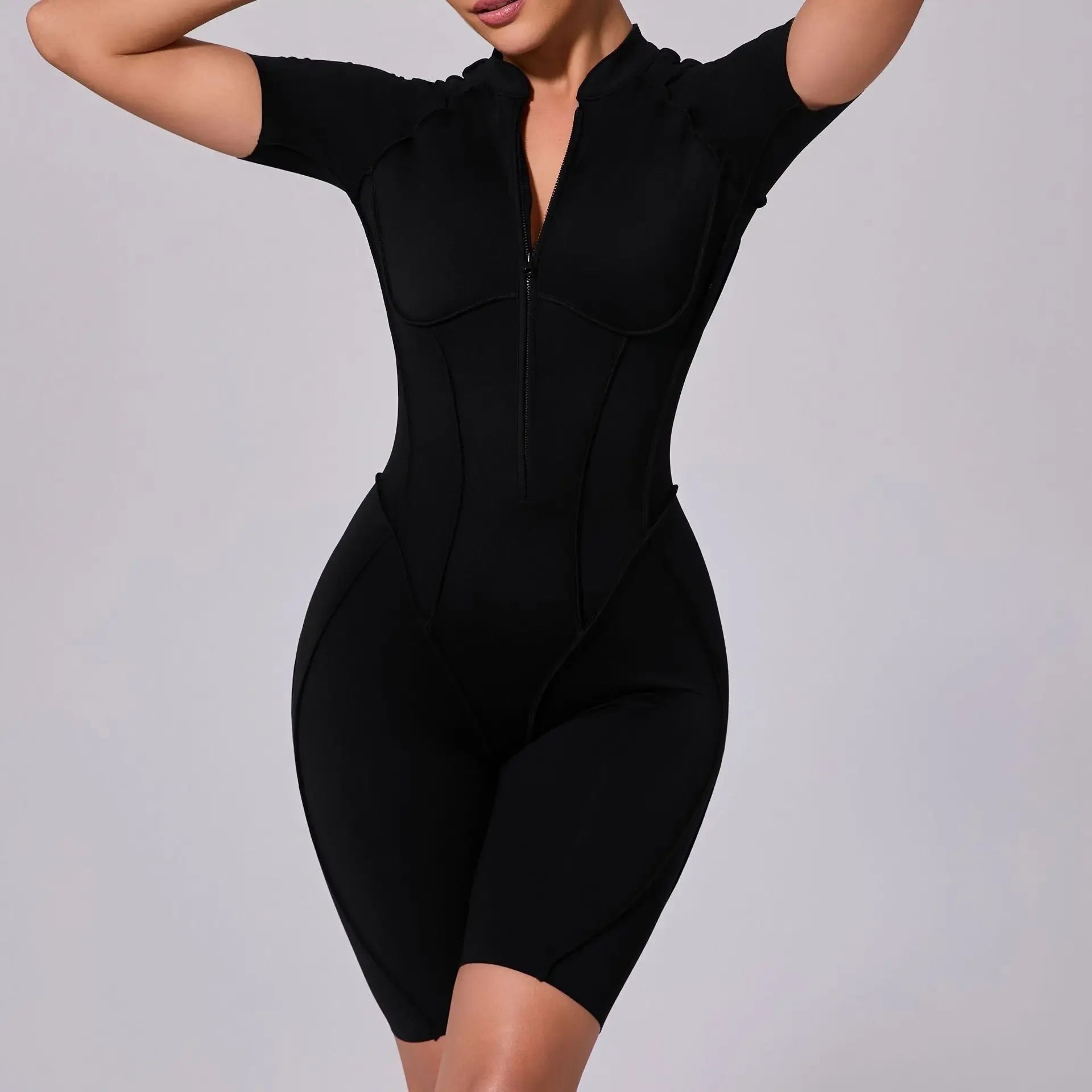 ZIPPER SHORT JUMPSUIT