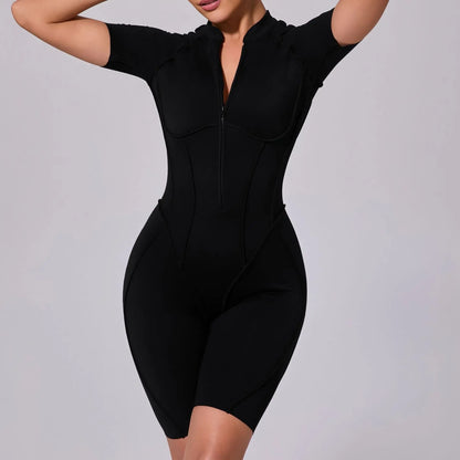 ZIPPER SHORT JUMPSUIT