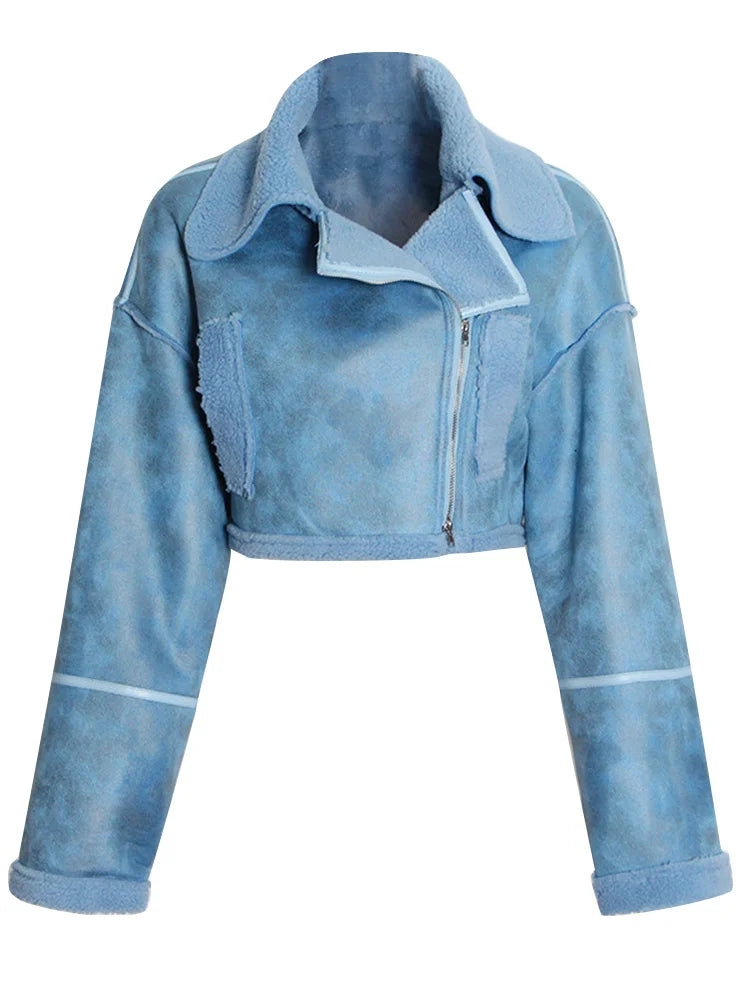 CROPPED SHEARLING AVIATOR JACKET