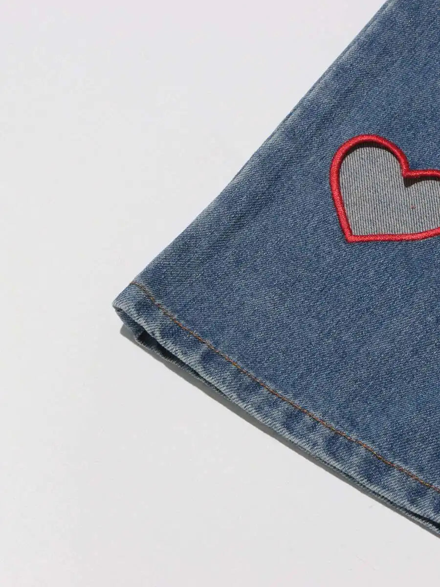 HEART CUTOUT STRAIGHT JEANS