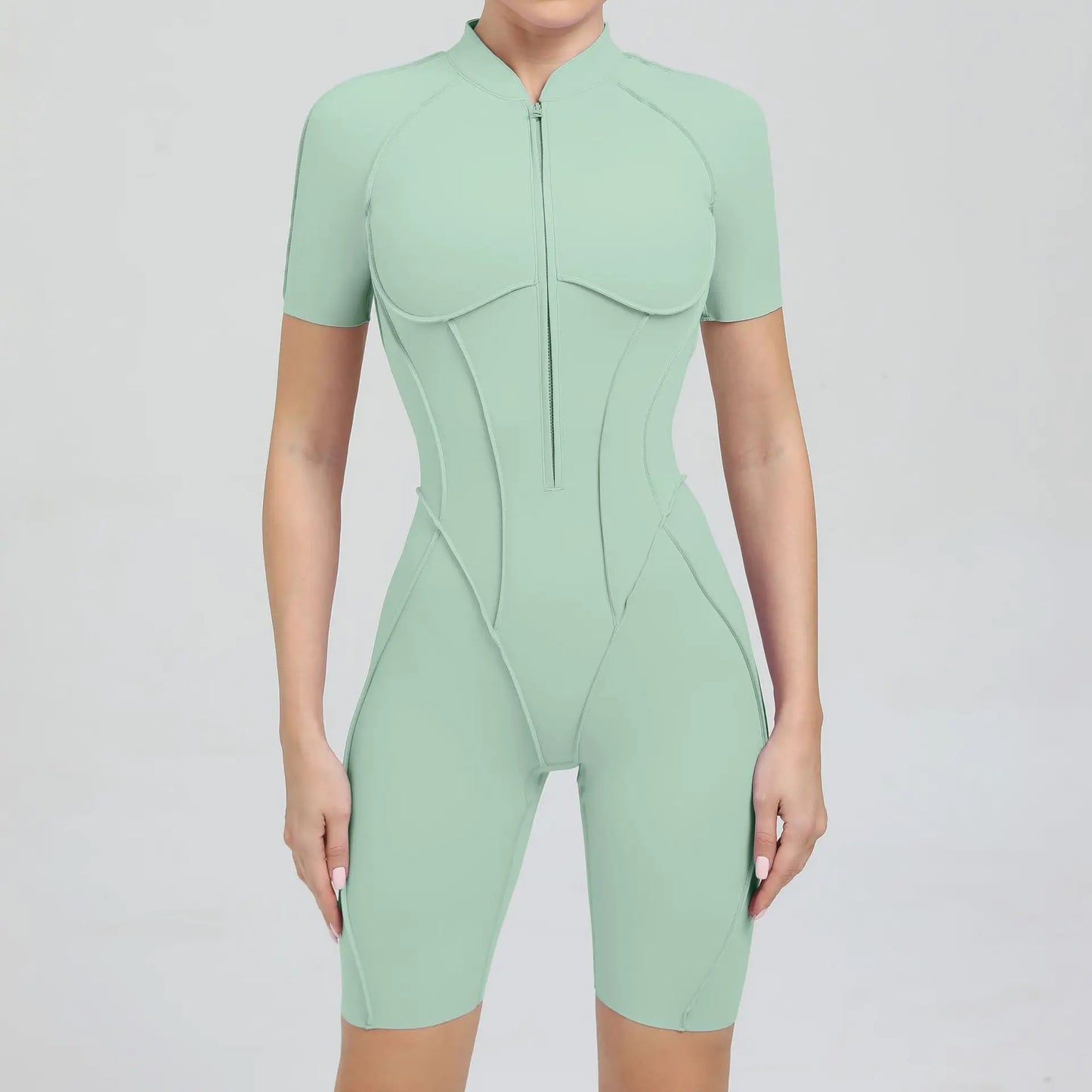 ZIPPER SHORT JUMPSUIT