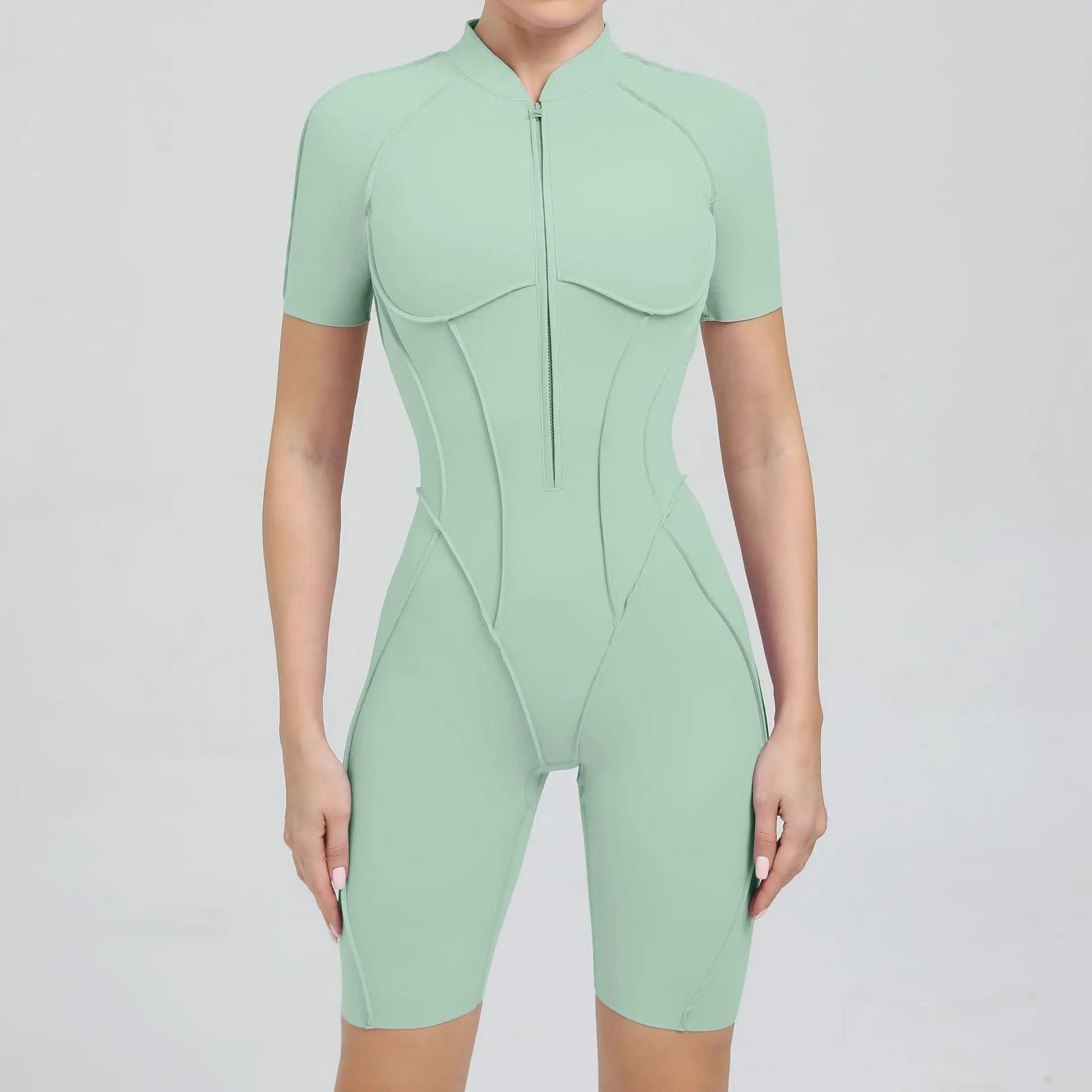 ZIPPER SHORT JUMPSUIT