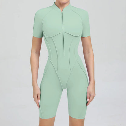 ZIPPER SHORT JUMPSUIT