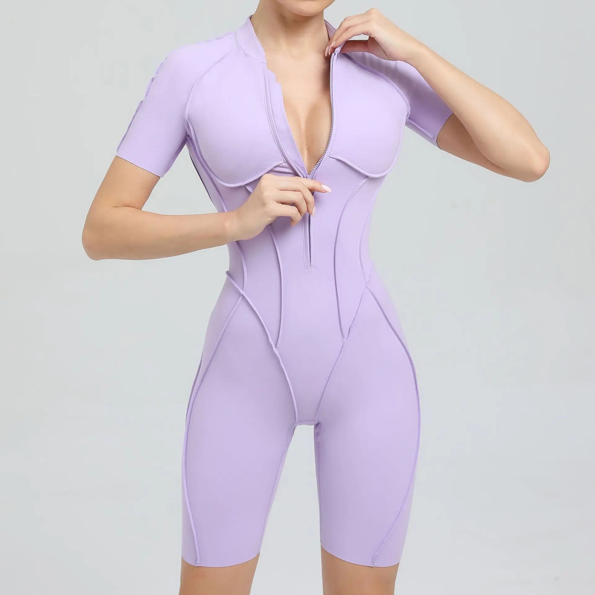 ZIPPER SHORT JUMPSUIT