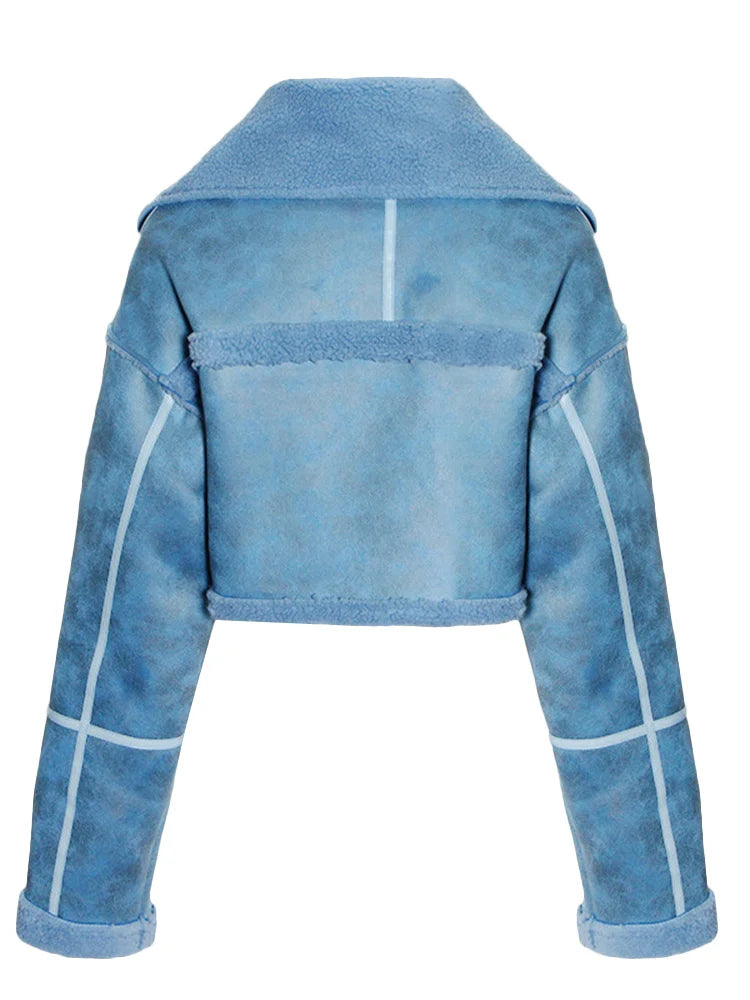 CROPPED SHEARLING AVIATOR JACKET