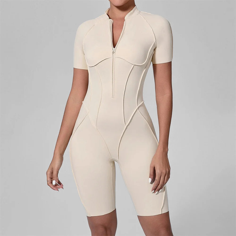 ZIPPER SHORT JUMPSUIT