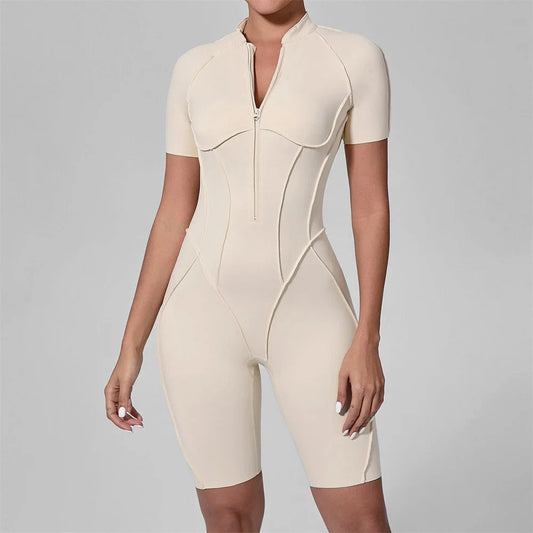 ZIPPER SHORT JUMPSUIT