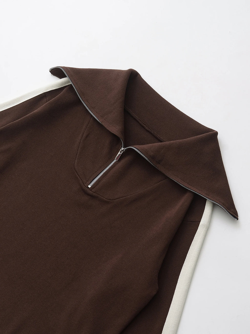 CHOCOLATE KNIT ZIP-UP SET