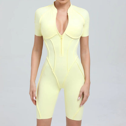 ZIPPER SHORT JUMPSUIT